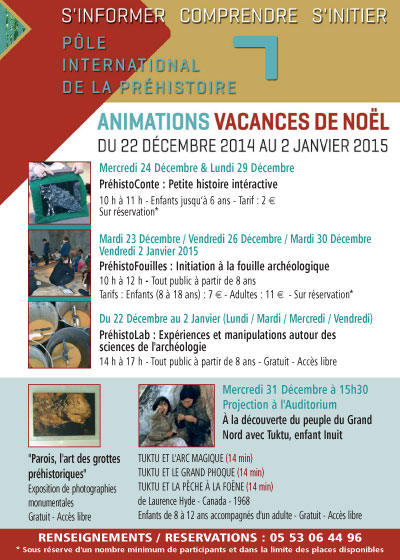 Programme animations vacances de Noël 2014